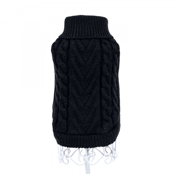 Black Cable Knit Dog Sweater