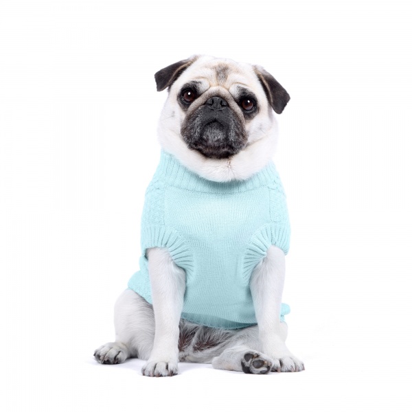 Cable Knit Dog Sweater - Baby Blue