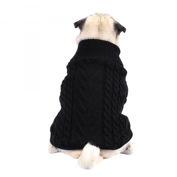 Black Cable Knit Dog Sweater