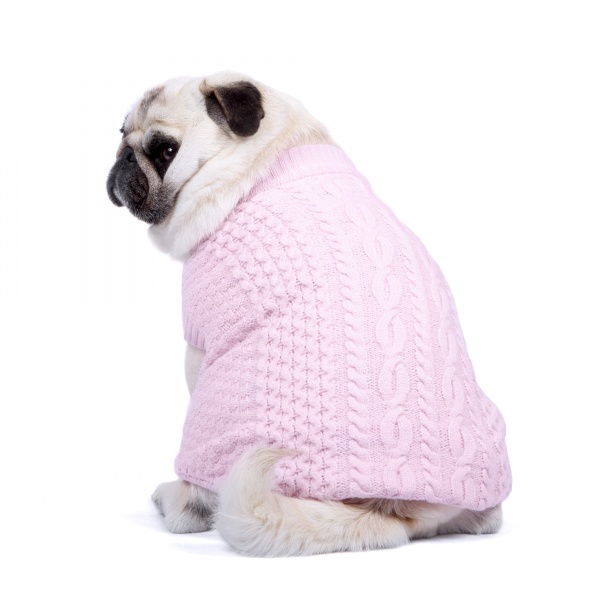 Cable Knit Dog Sweater - Cotton Candy