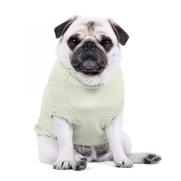 Cable Knit Dog Sweater - Fog Green