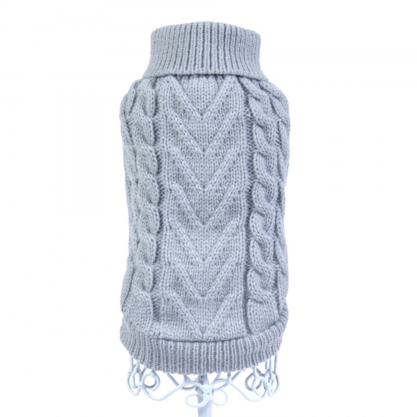 Grey Cable Knit Dog Sweater richpaw.co.uk/