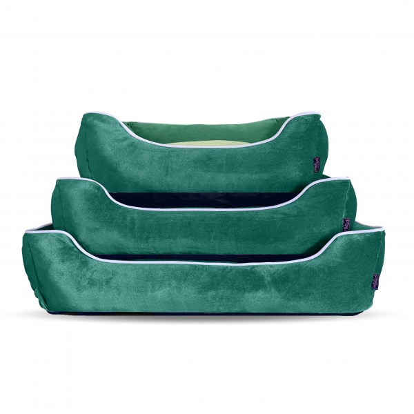 Luxe Emerald Green Velvet Dog Bed richpaw.co.uk/