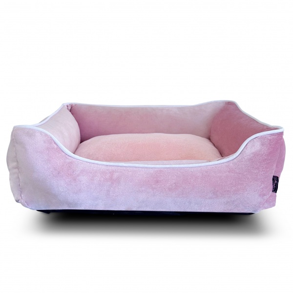 Luxe Pink Velvet Dog Bed