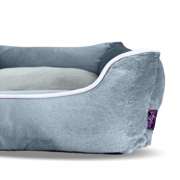 Luxe Steel Blue Velvet Dog Bed