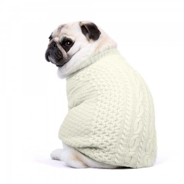 Cable Knit Dog Sweater Fog Green richpaw.co.uk/