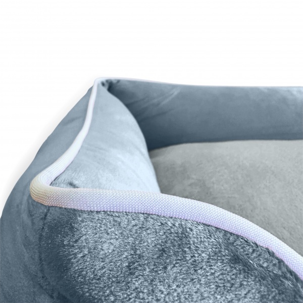 Luxe Steel Blue Velvet Dog Bed richpaw.co.uk/