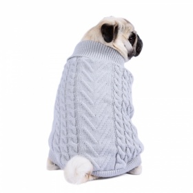Grey Cable Knit Dog Sweater